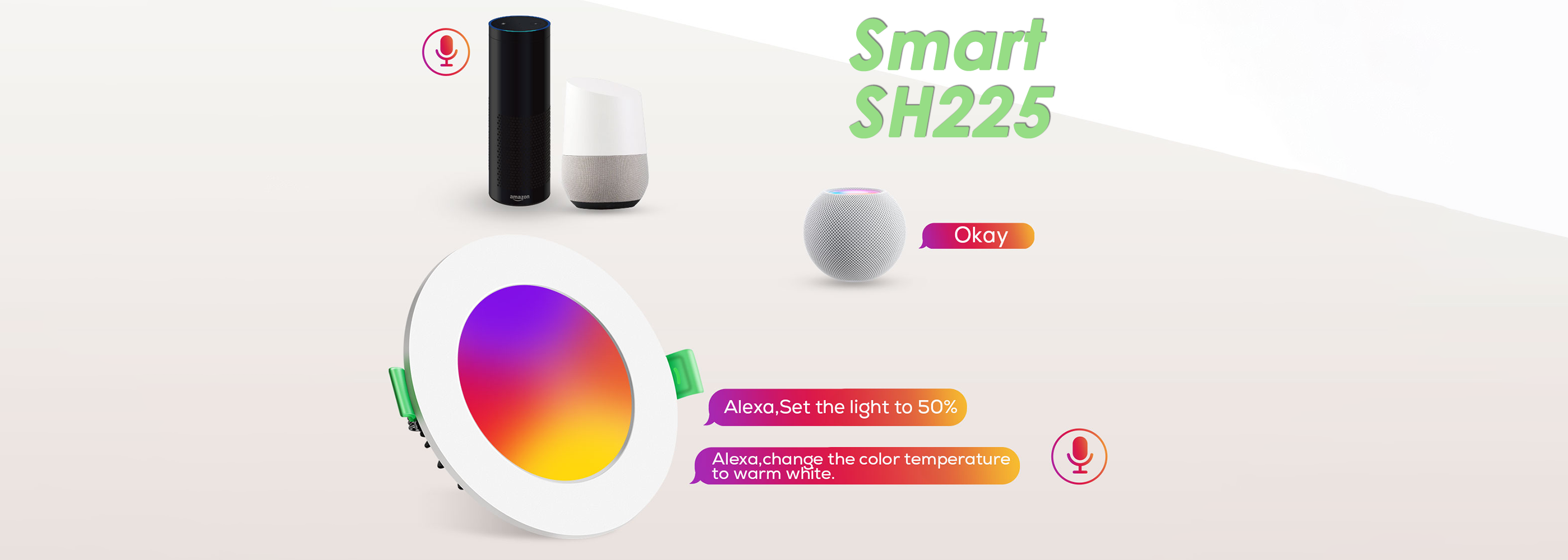  smart SHII recessed downlight. 16million colors lighting, multiple scenes, music sync, app & voice control