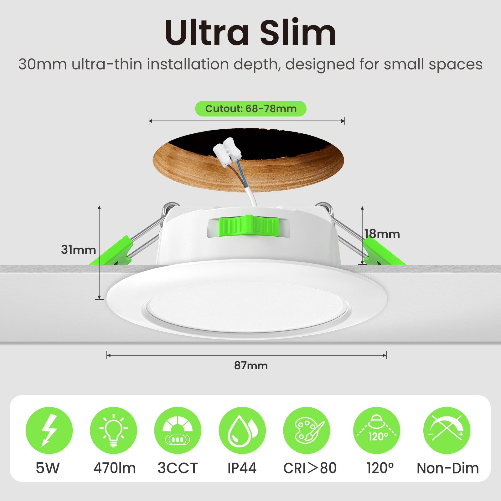 12PACK 68mm LED Recessed Ceiling Light 4W 5W Ultra Slim Downlight Flat Panel Spot 230V