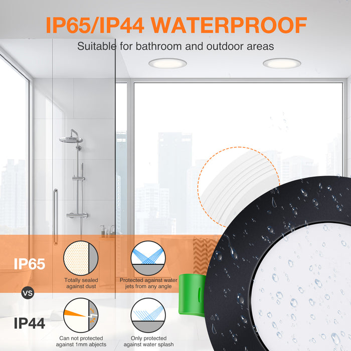 10W LED CCT Dimmable Downlight, Cutout 90-105mm, IP44/IP65 Rated, 6 Pack with External Driver
