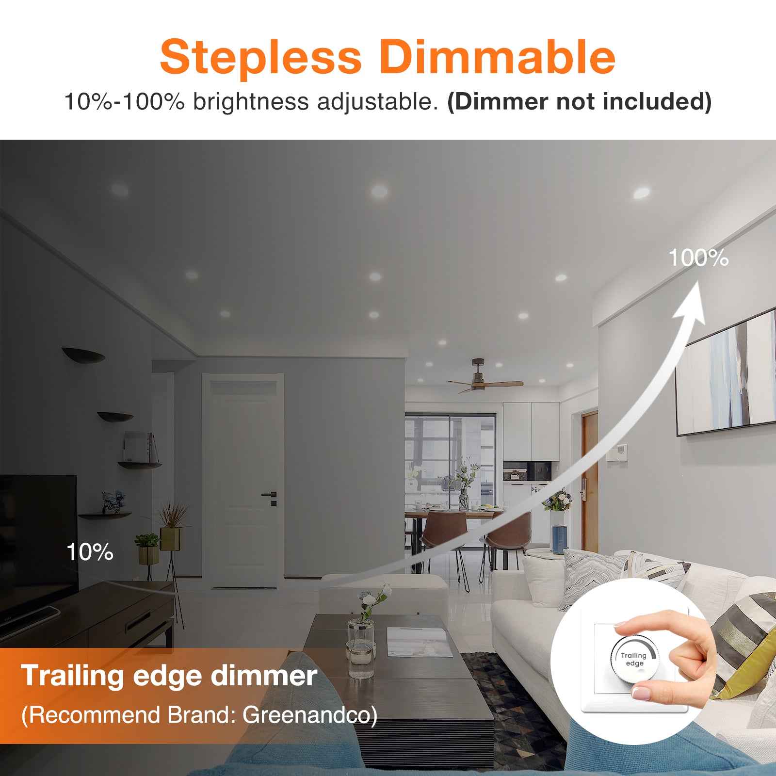 8W LED CCT Dimmable Downlight, Cutout Ø 70-88mm 6 Pack, with External Driver - ALUSSO LIGHTING