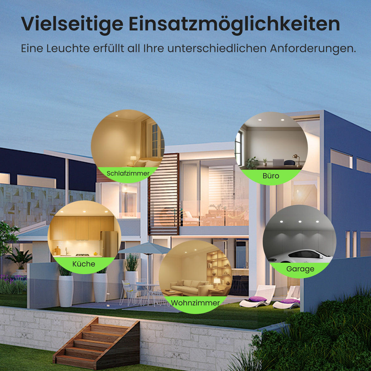 ALUSSO 3CCT LED Einbaustrahler 230V Dimmbar 4W/6W/8W IP44, Loch 68-75MM, 6er Set