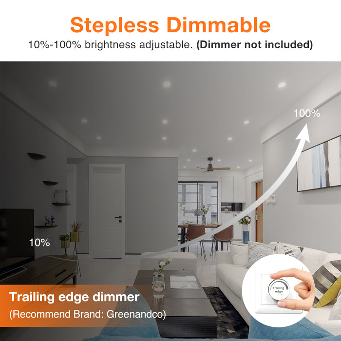 10W LED CCT Dimmable Downlight Cutout 90 105mm IP44 IP65 Rated
