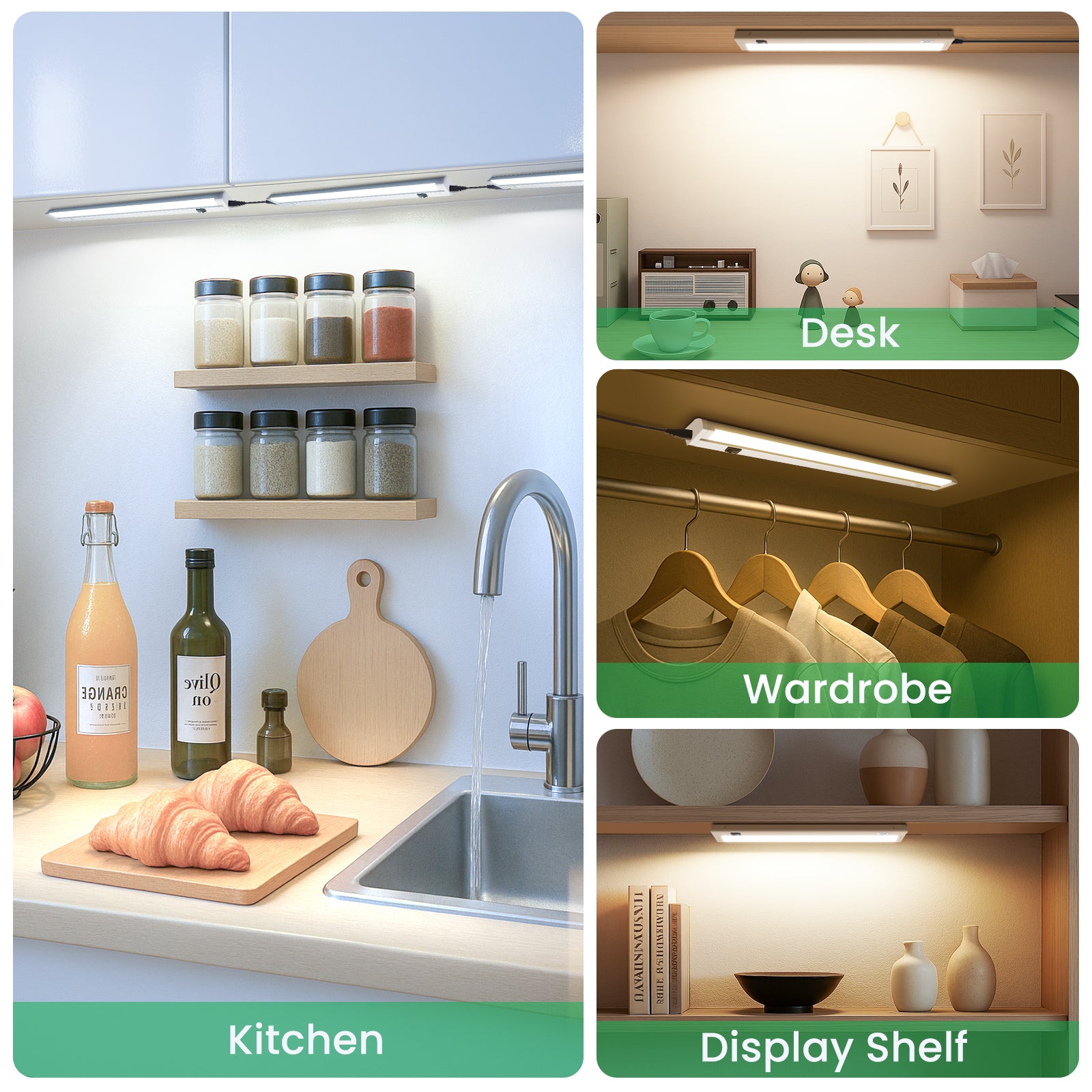 21'' LED Under-Cabinet Lighte 8W 3CCT Swivel 2pcs Linkable Kitchen Ceiling Light