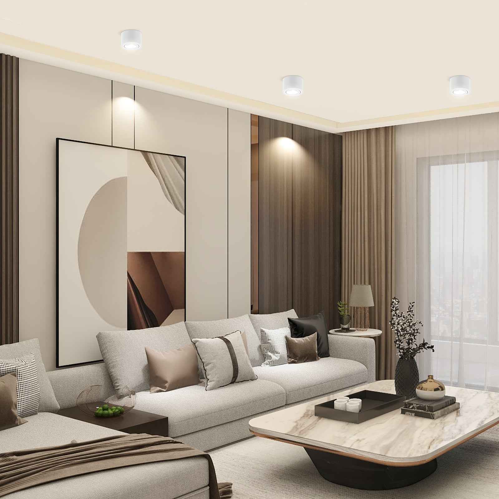 6x LED surface-mounted spotlights dimmable 30° swiveling 3CCT ceiling light 6W module IP20 - ALUSSO LIGHTING