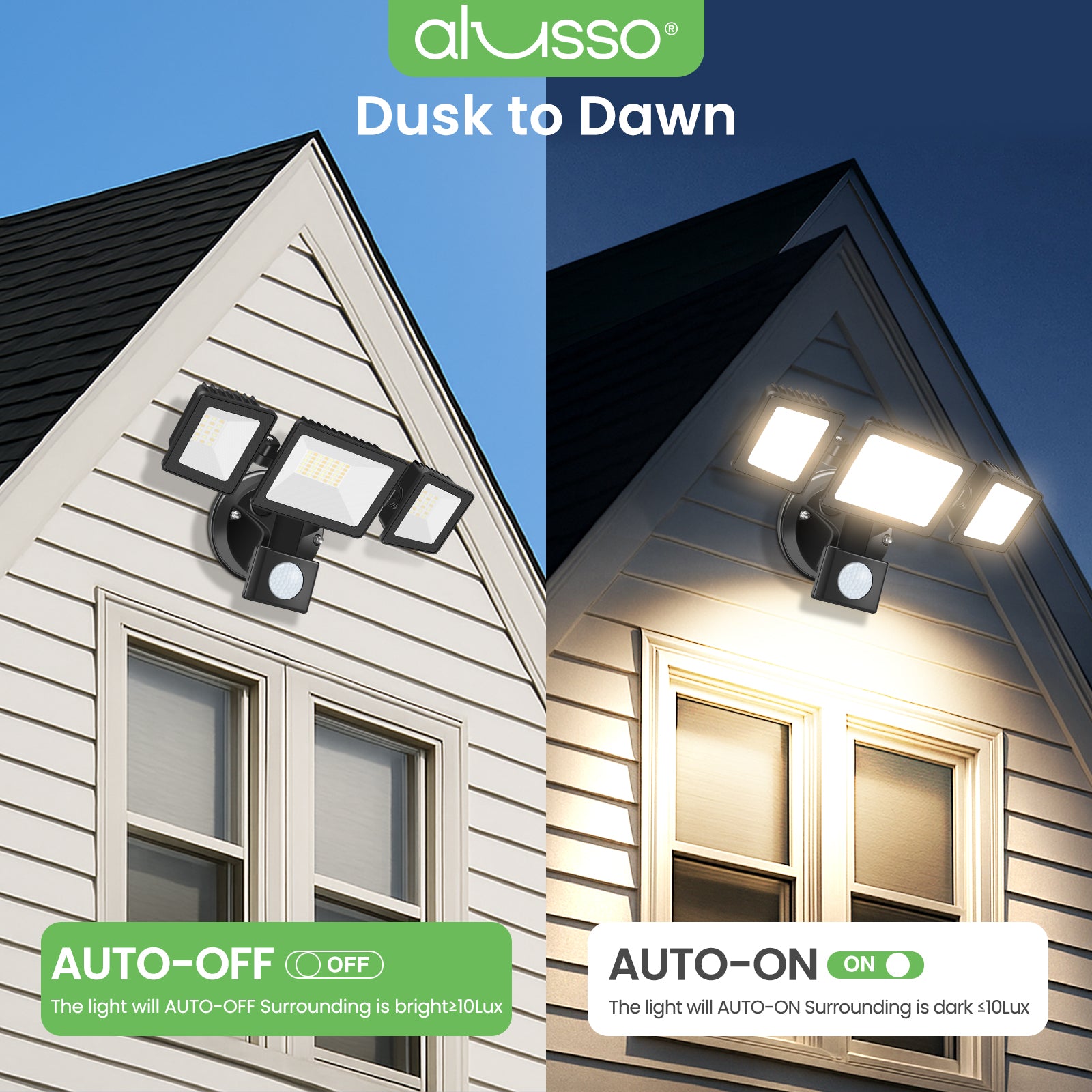 Dreifacher 30W LED-Sicherheitsfluter mit PIR-Bewegungssensor, 2400lm, IP65
