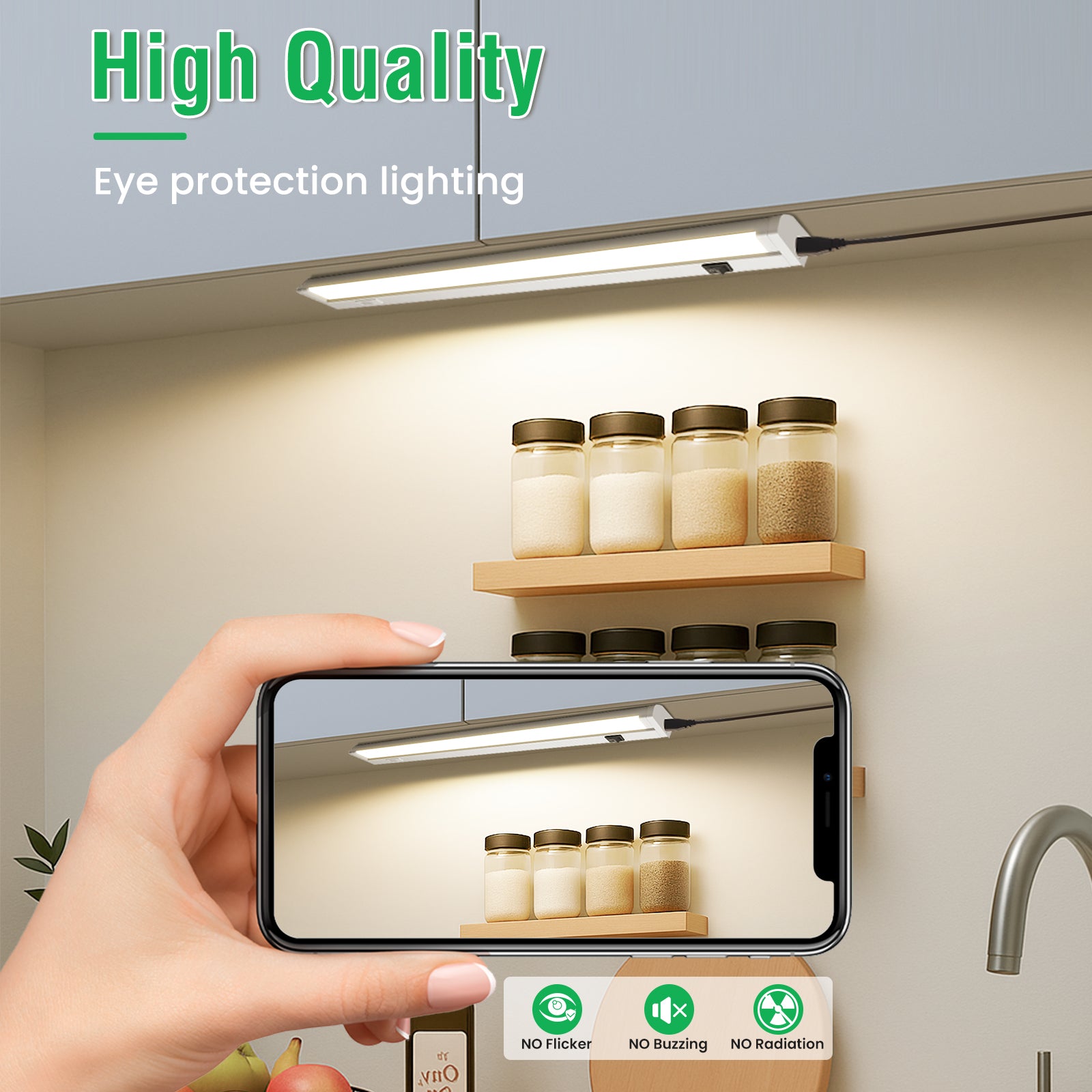 21'' LED Under-Cabinet Lighte 8W 3CCT Swivel 2pcs Linkable Kitchen Ceiling Light