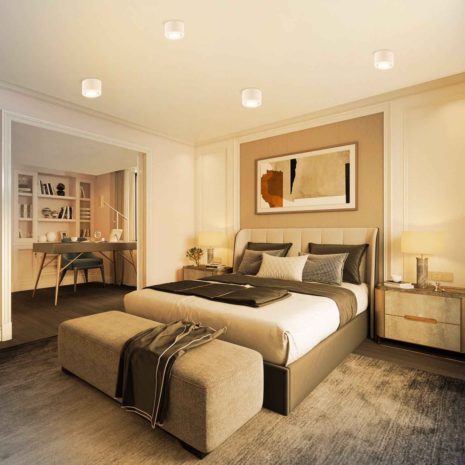 6x LED surface-mounted spotlights dimmable 30° swiveling 3CCT ceiling light 6W module IP20 - ALUSSO LIGHTING