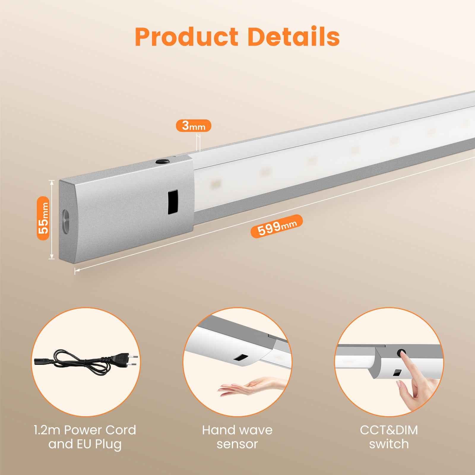 LED under-cabinet light 24'' IR sensor light strip cabinet light kitchen lighting