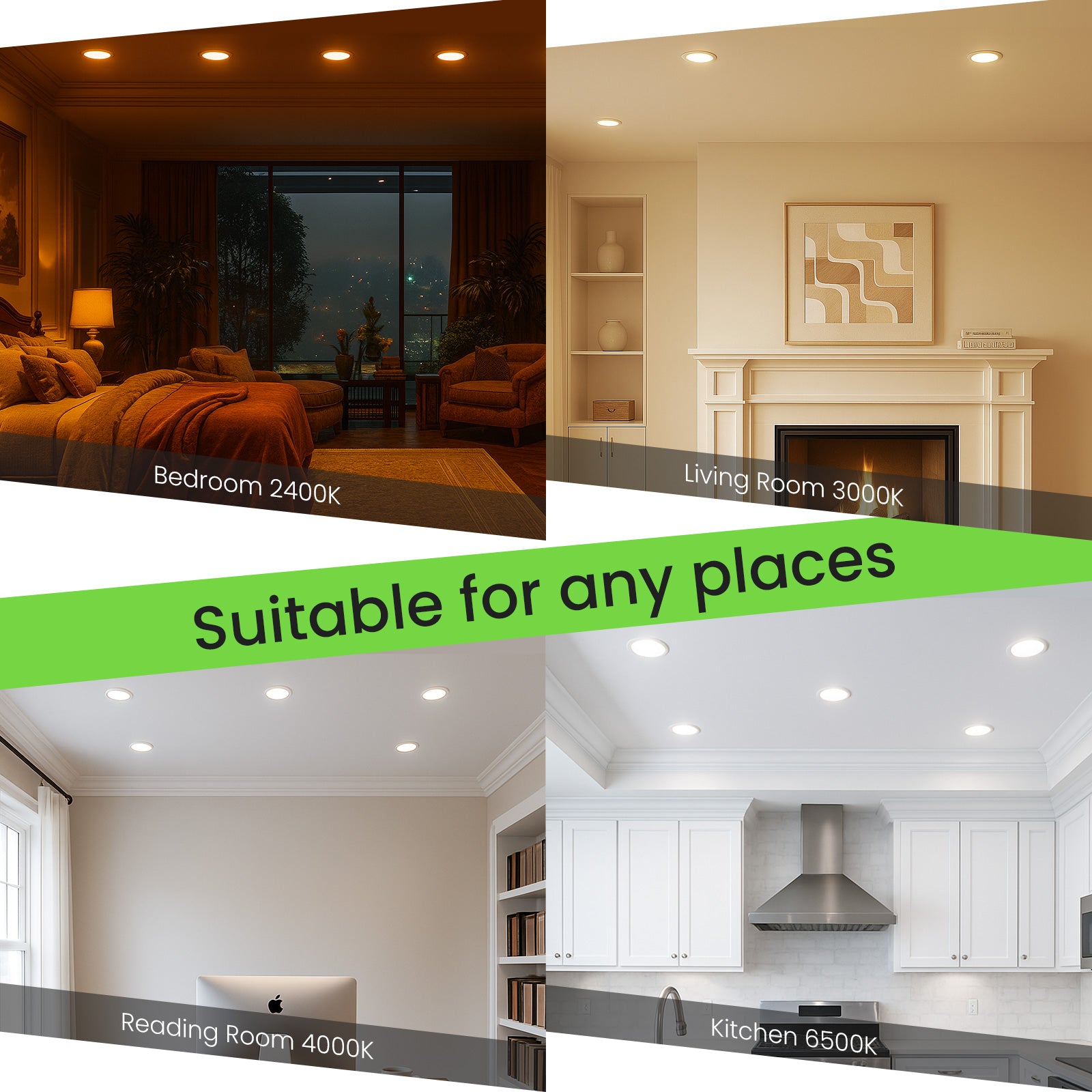 LED Night Recessed Spotlight 68mm 3WT 3CCT Dimmable Ceiling Light 6 Pack