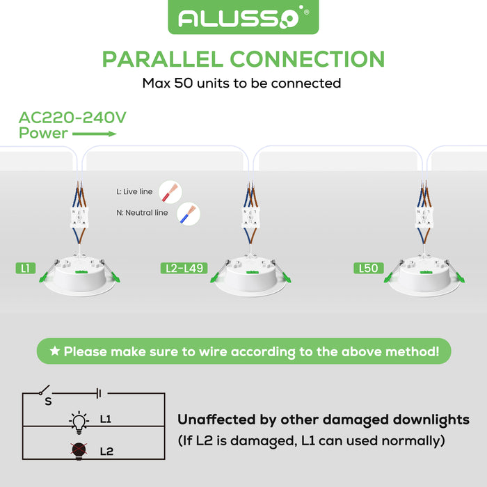 10W ∅90-100mm Recessed Led Ceiling Lights 1050lm High Bright, Tri-Color, Dimmable, IP44, 6 PACK