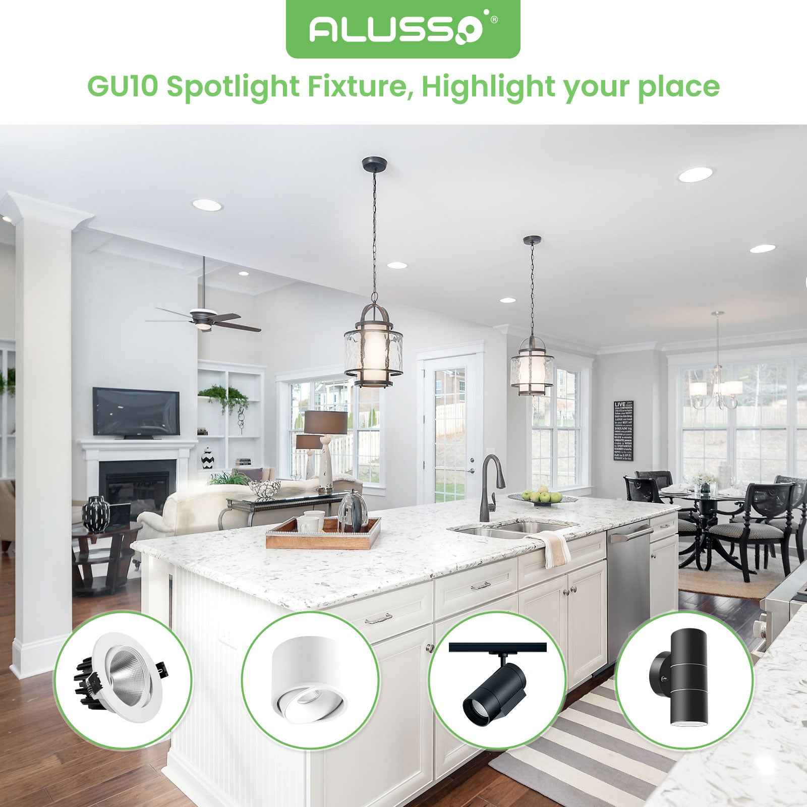 5W 7W GU10 LED Spotlight Bulb 3000K/6000K, 120° Beam Angle, 4/10 Pack - ALUSSO LIGHTING