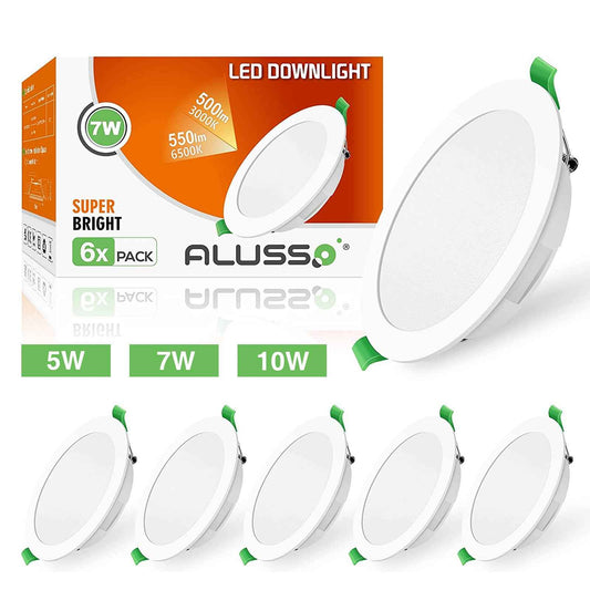 5W/7W/10W Ultra Slim LED Downlight 3000K / 4500K / 6500K IP44,Cutout 75-135mm 6 Pack - ALUSSO LIGHTING
