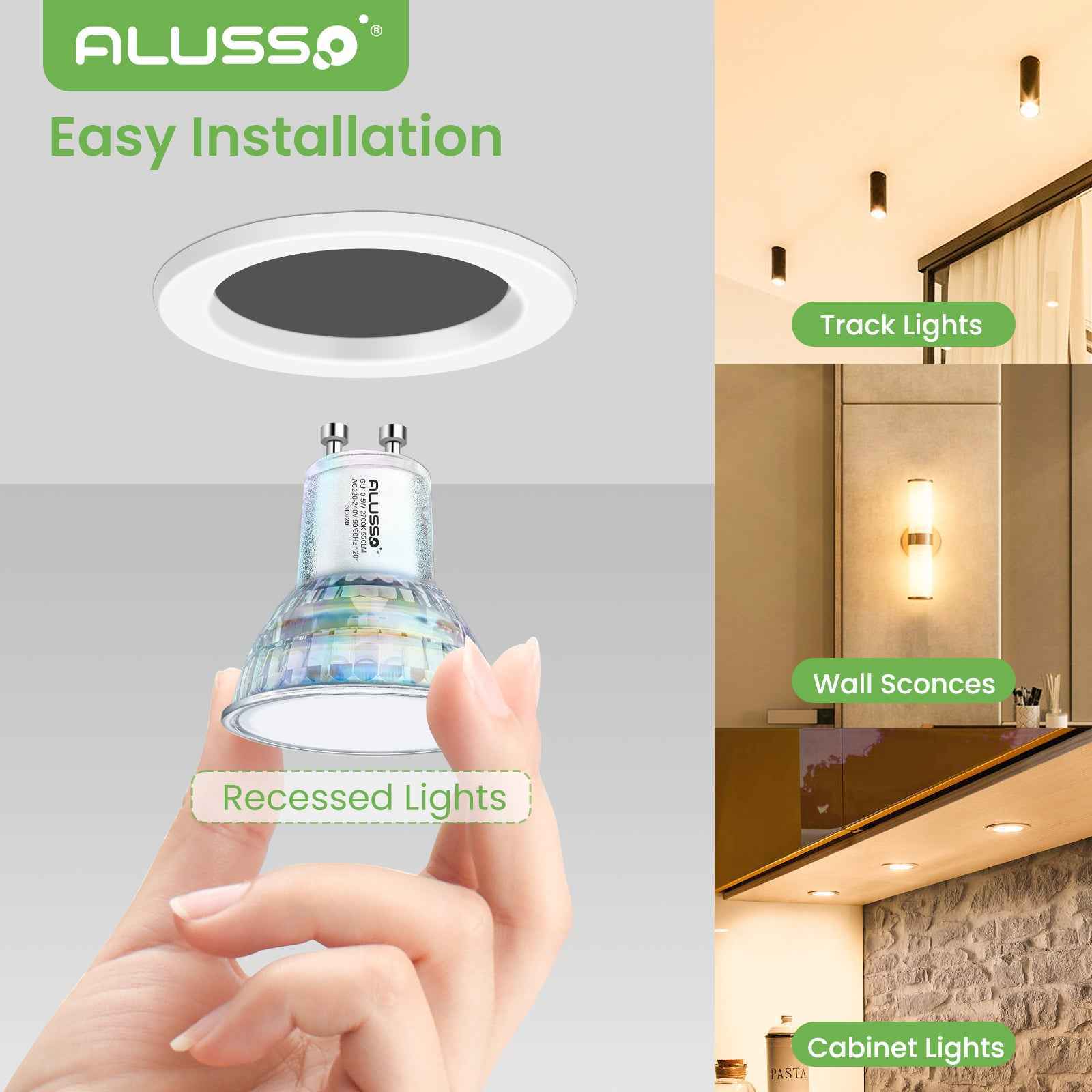 5W GU10 LED Glass Bulbs 36°/120° Beam Angle 2700K Warm White Pack of 12 - ALUSSO LIGHTING