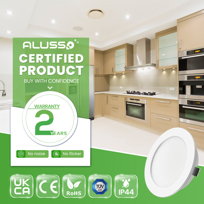 12V AC/DC RV 4W LED Recessed Ceiling Lights 3CCT, IP44, Cutout 55-58mm, 6 Pack, White / Nickel