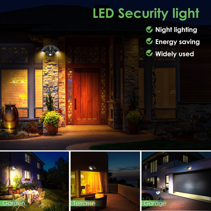 30W LED Security Light Remote Wall Light with PIR Sensor Outdoor Garden Lamp