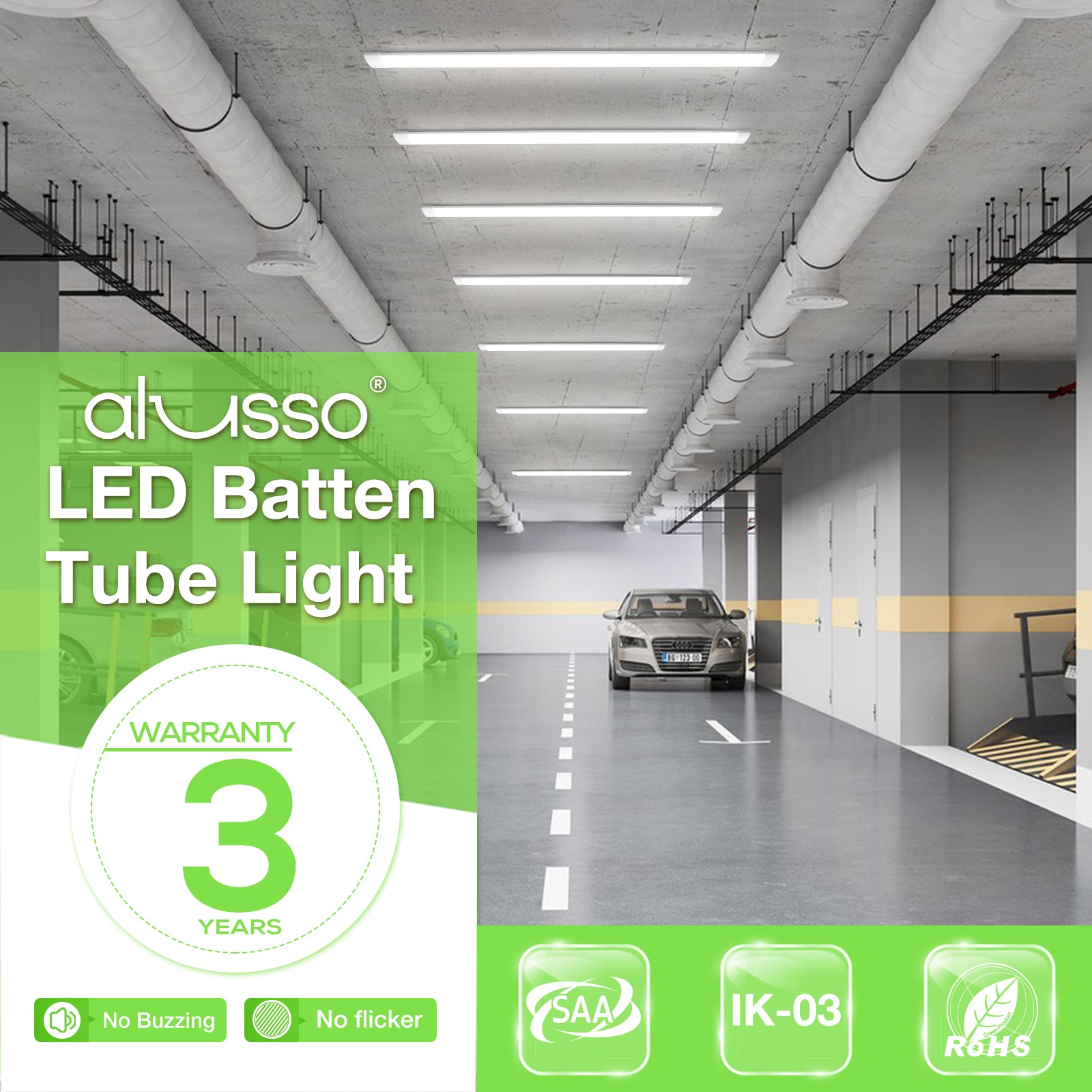 40W LED-Lichtleiste Wannenleuchte 3CCT Büro Garage Laden Tageslicht 230V 117,5CM