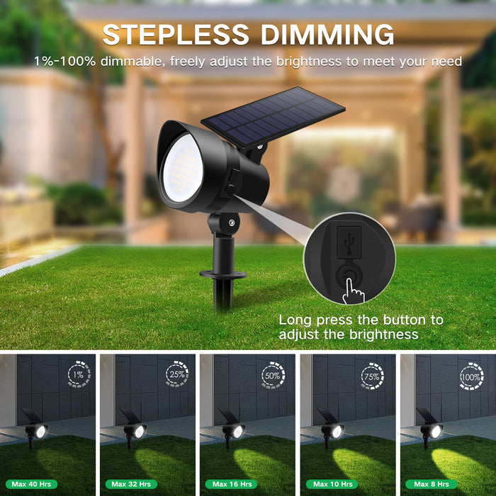 3CCT+DIM LED Solar Landscape Spotlights Outdoor Wall Night Light, 54-LEDs, IP65, 2 Pack
