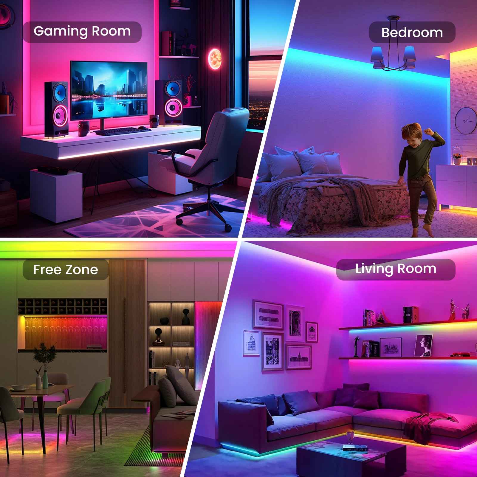 5M Smart LED Strip Light RGBIC+CCT Multicolour Wifi & Bluetooth Control for Alexa - ALUSSO LIGHTING