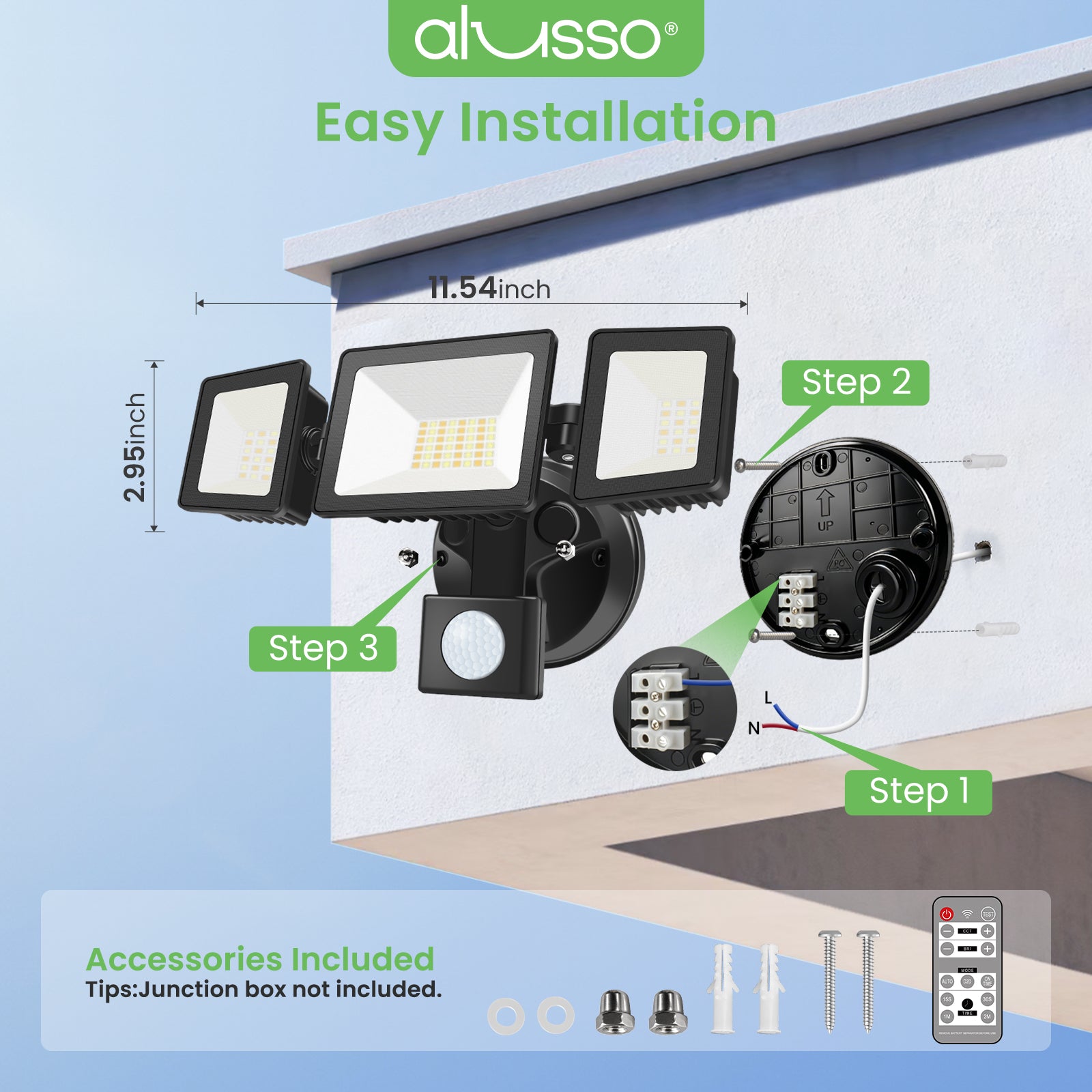 Dreifacher 30W LED-Sicherheitsfluter mit PIR-Bewegungssensor, 2400lm, IP65