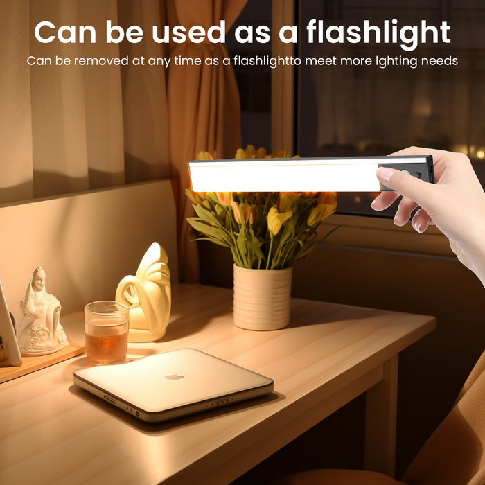 Wireless LED PIR Motion Sensor Cabinet Light, USB Rechargeable, 3 Modes, Dimmable, 3000K-4000K-6500K