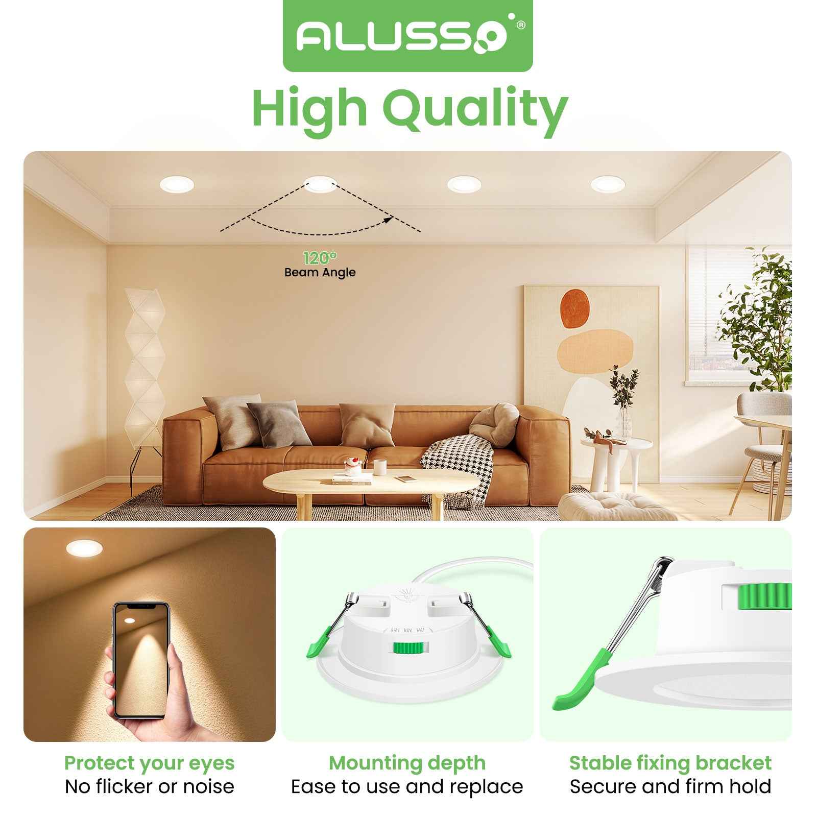 10 Pack 5W 68-78mm Cutout Ultra Slim LED Downlight 3CCT 3000K 4000K 6500K Dimmable IP44 White/Nickel Frame - ALUSSO LIGHTING