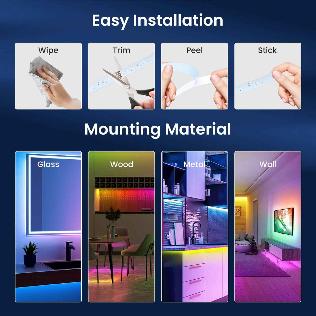 Smart Led Ribbon Lights 5M Smart LED Strip Light - RGB+CCT Multicolour WiFi & Bluetooth