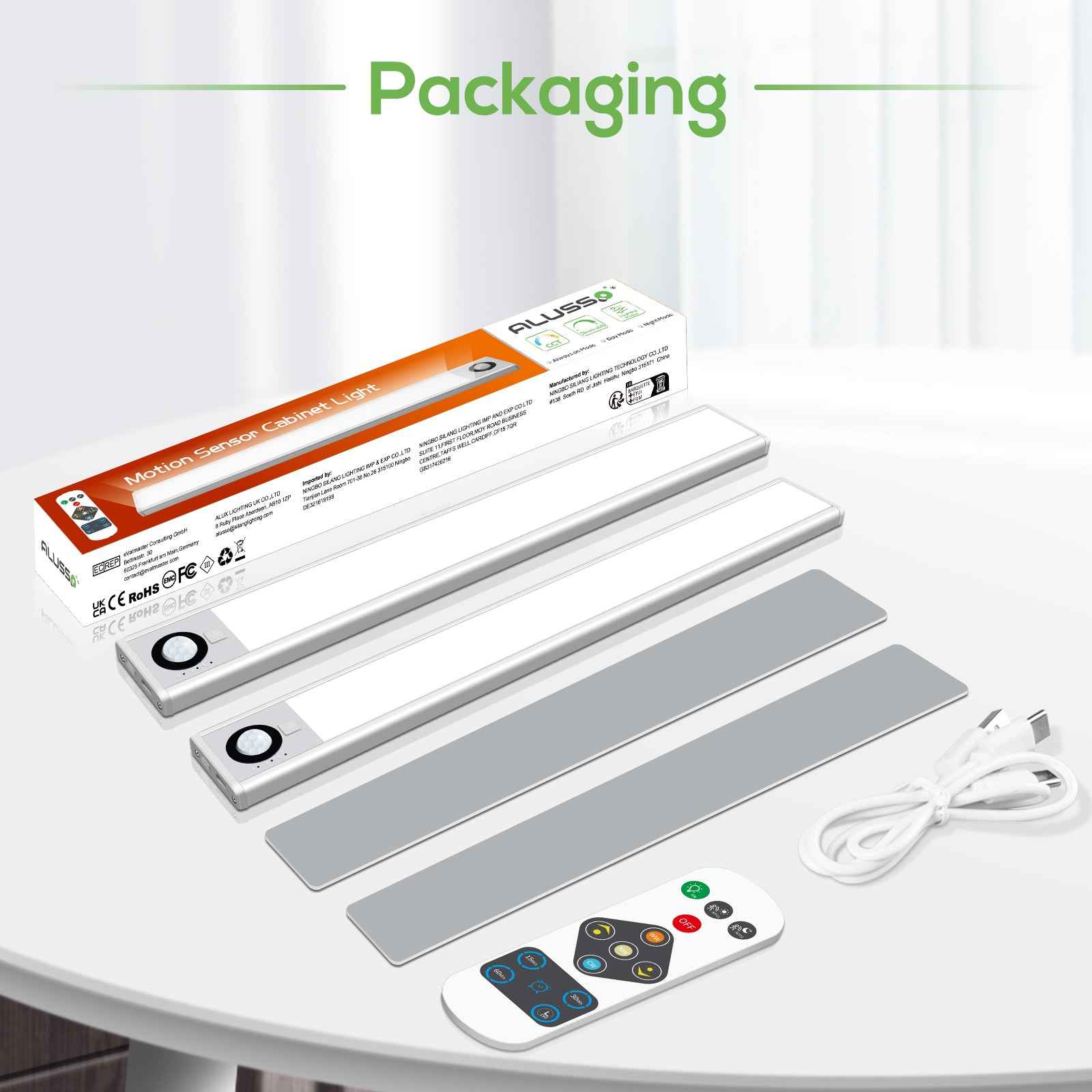 2 PACK Wireless PIR Motion Sensor LED Cabinet Lights, 3 Modes, Dimmable, 3000K-4000K-6500K, 72-LEDs - ALUSSO LIGHTING