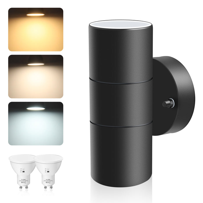 8W 750LM Outdoor Stainless Steel Up Down Wall Light IP65, 3000K/4000K/6000K, Black