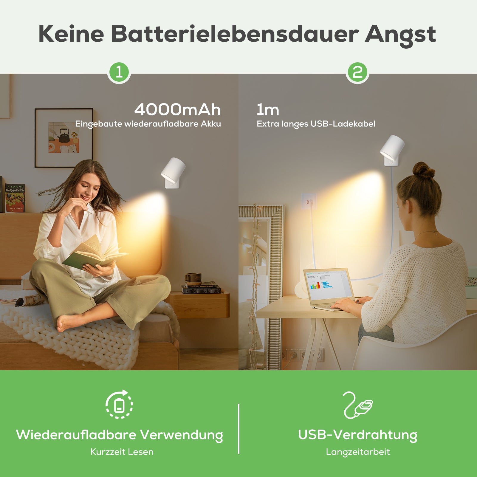 Dimmable LED wall lamp RGBCW wall light Touch reading lamp Night light USB rechargeable