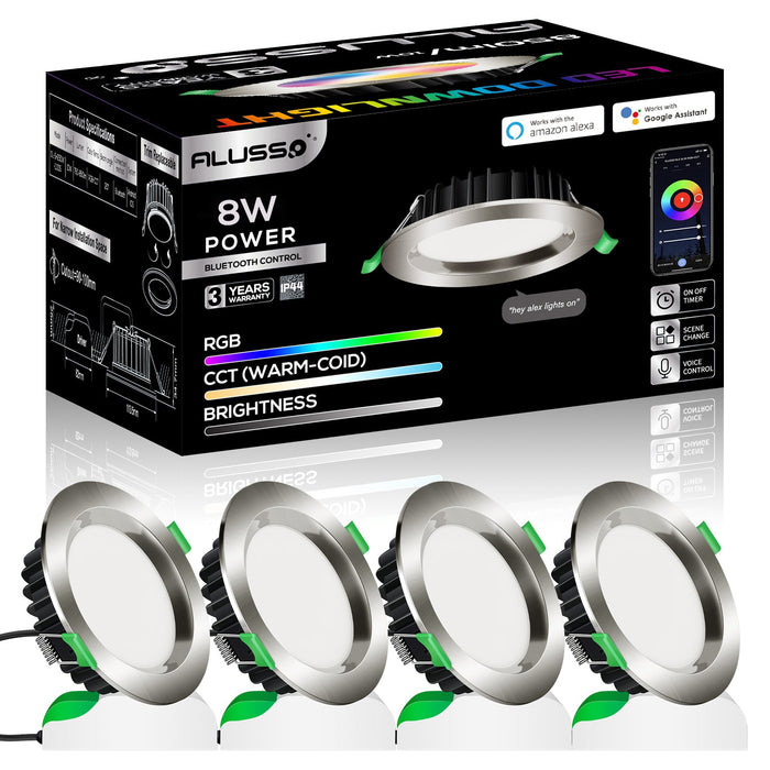 Bluetooth 8W Smart Downlight, Concave Black, Cutout 70-80mm, 4 Pack