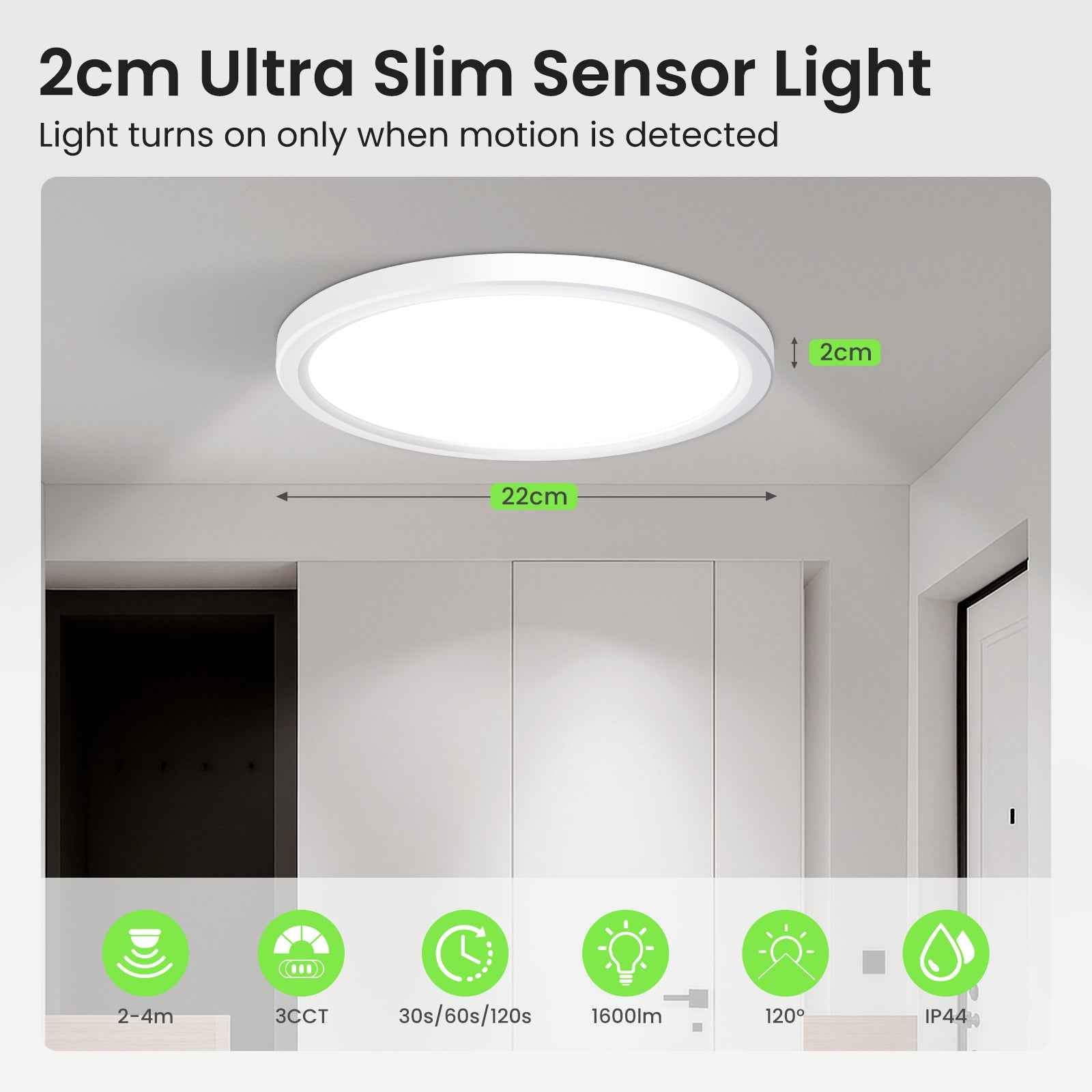 LED Ceiling Lamp 3CCT Panel Ceiling Light Bedroom Living Room Hallway Lamp IP44, 1 pack（副本）