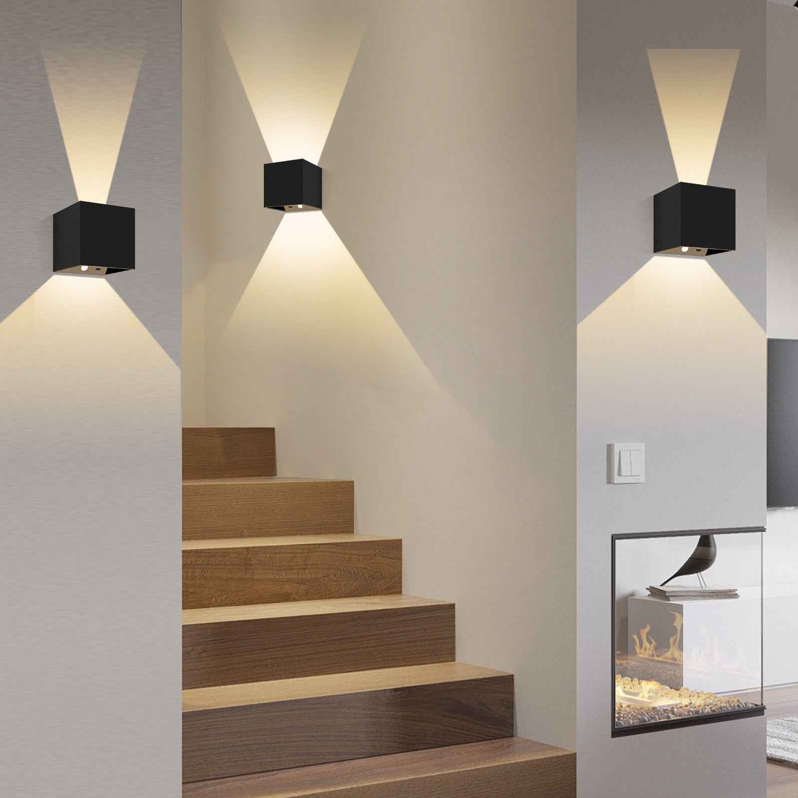 4W Cube LED Wall Lamp CCT Wall Lamp Up Down Indoor Battery Spotlight with Sensor 2PACK - ALUSSO LIGHTING