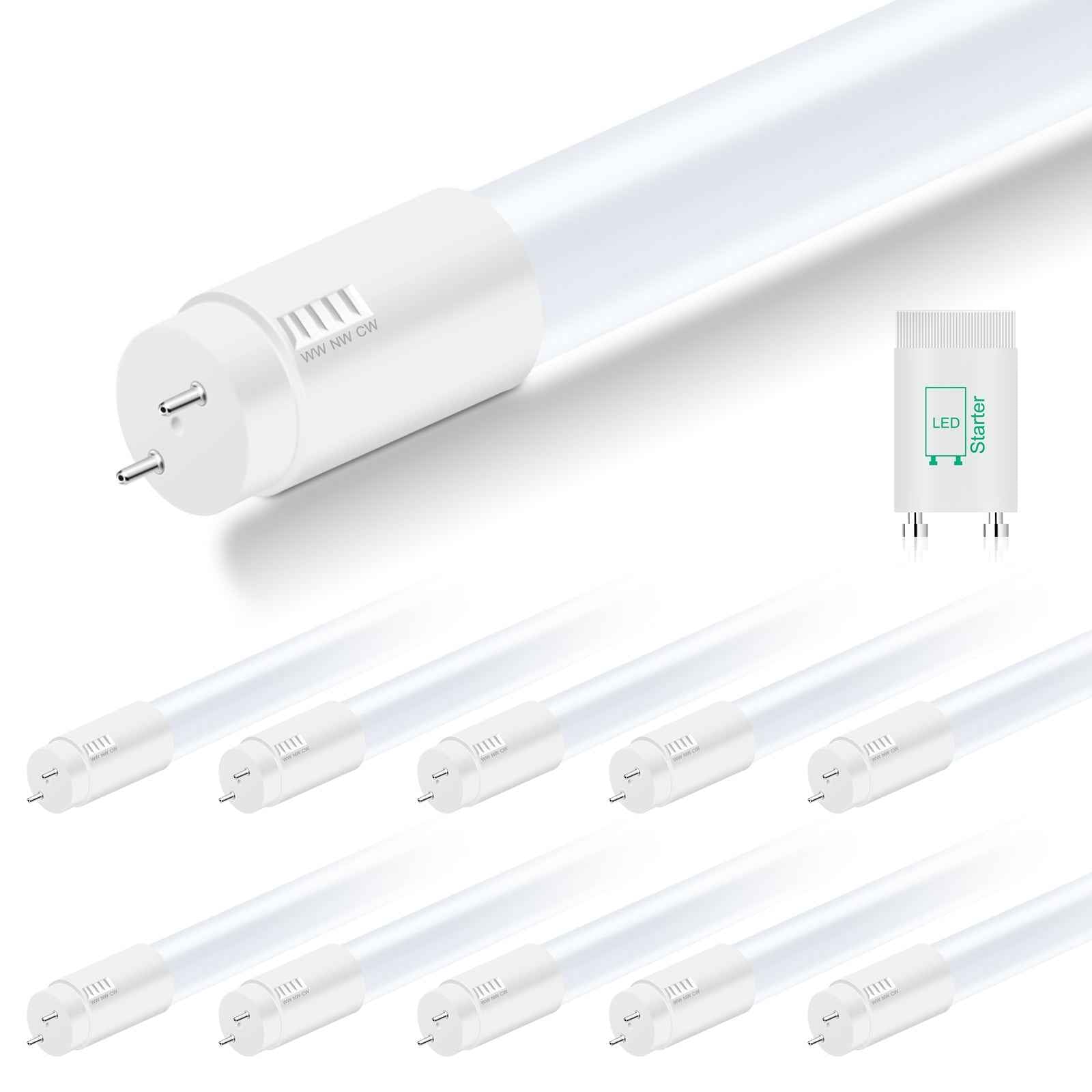 ALUSSO 3CCT LED Tube 120 cm, T8 2340LM 18 W LED Fluorescent Tube, G13 Tube Including Starter, 320° Beam Angle, Pack of 10 - ALUSSO LIGHTING