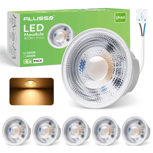 LED Module Flat Bulb GU10 230V MR16  3000K for Recessed Spotlight Lamp Set 6PACK - ALUSSO LIGHTING