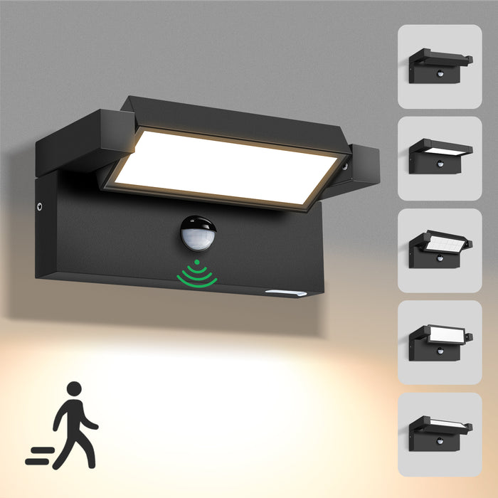 ALUSSO 24W 240° Flip Wall Light PIR Sensor 3CCT Black Outdoor IP65 Safety Light