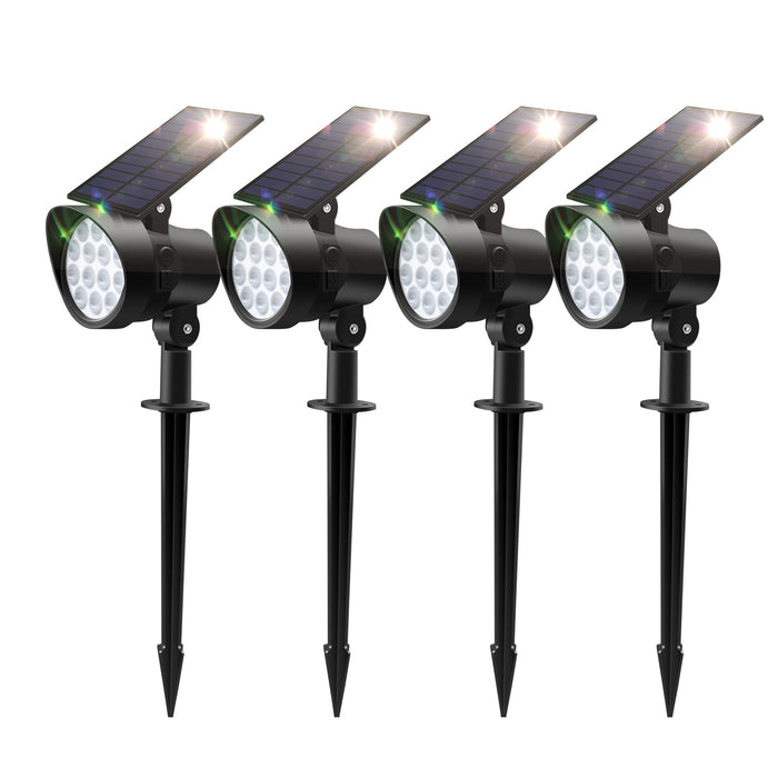 ALUSSO RGB Solar Spotlights Outdoor Motion Sensor, 3CCT Dimmable, IP65 Waterproof Landscape Lighting for Outside Yard Pathway Garden, 4 Pack