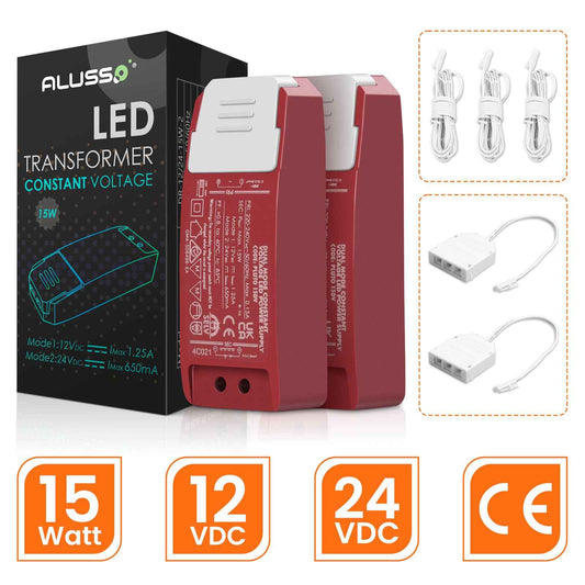 DC 12V/24V LED Driver Power Supply Transformer+extension cable+Junction box 15W - ALUSSO LIGHTING