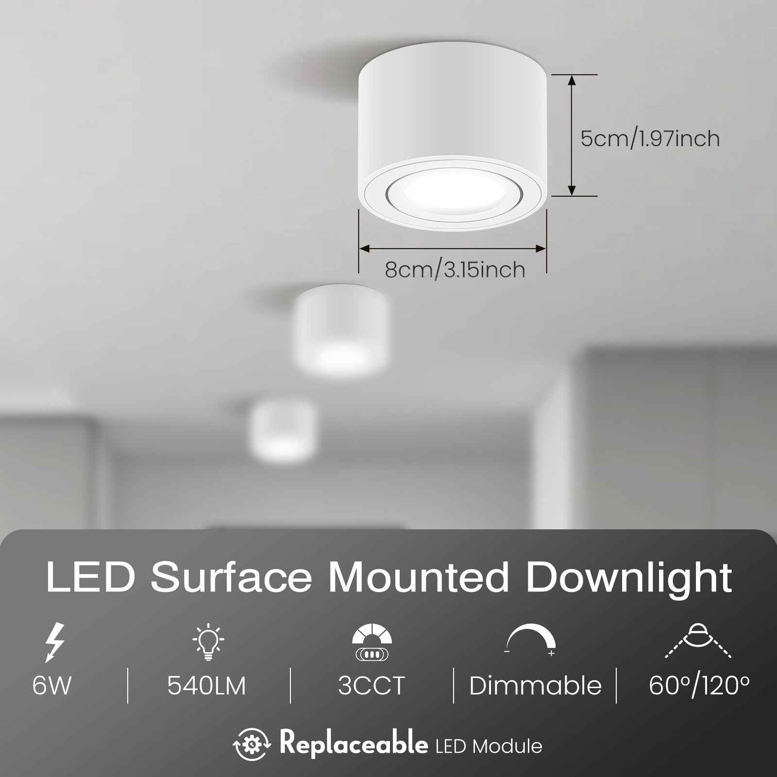 6x LED surface-mounted spotlights dimmable 30° swiveling 3CCT ceiling light 6W module IP20 - ALUSSO LIGHTING