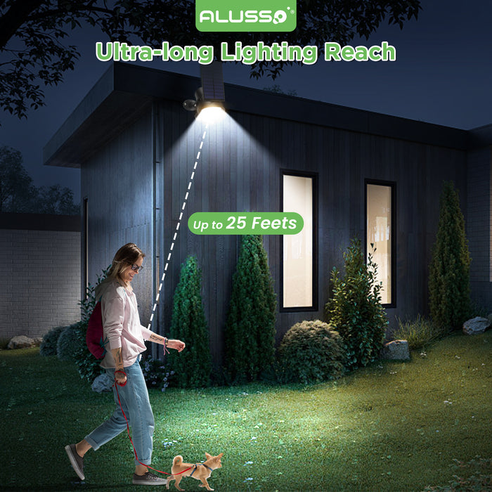 ALUSSO RGB Solar Spotlights Outdoor Motion Sensor, 3CCT Dimmable, IP65 Waterproof Landscape Lighting for Outside Yard Pathway Garden, 4 Pack