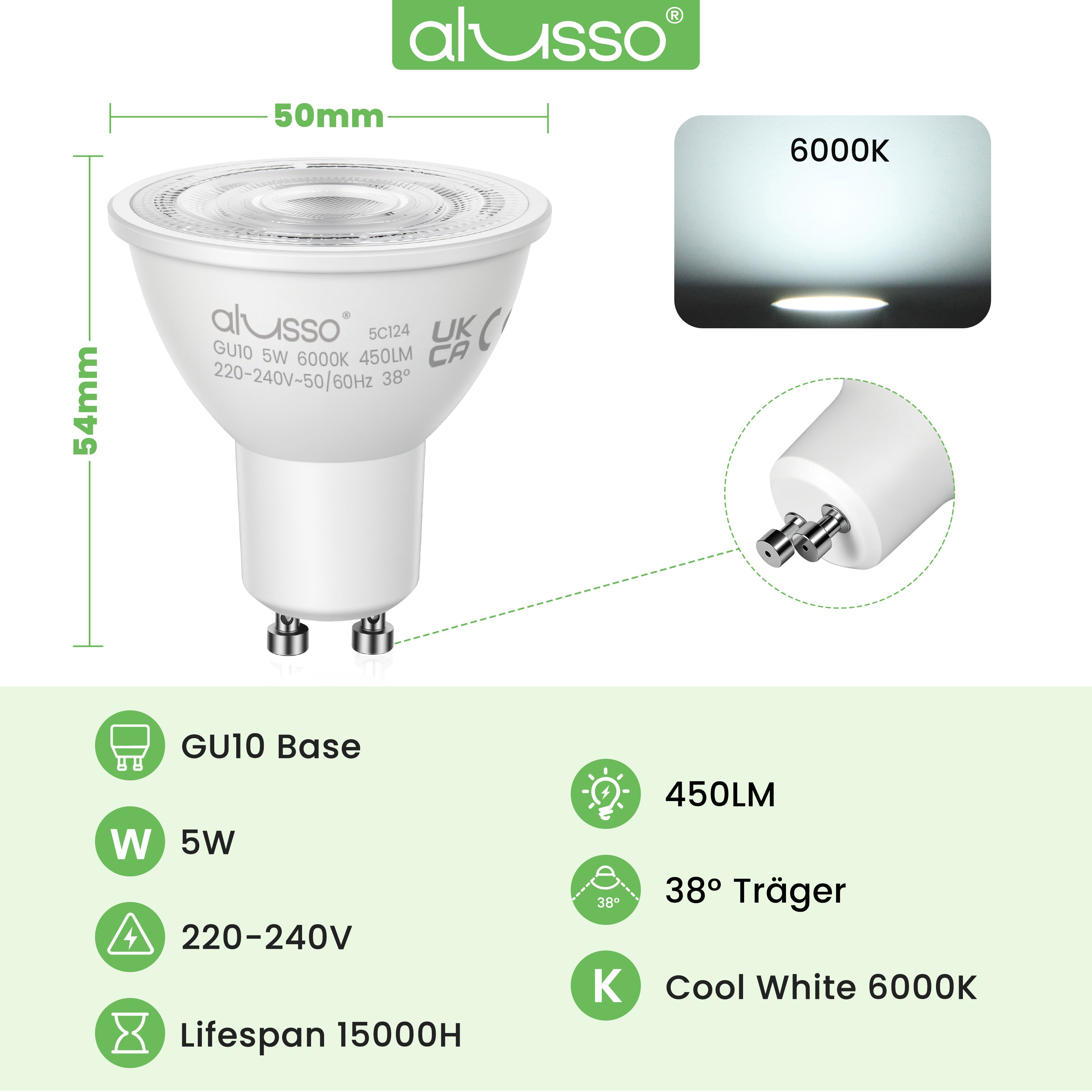 7W GU10 LED Strahler 120° Abstrahlwinkel 10er Pack