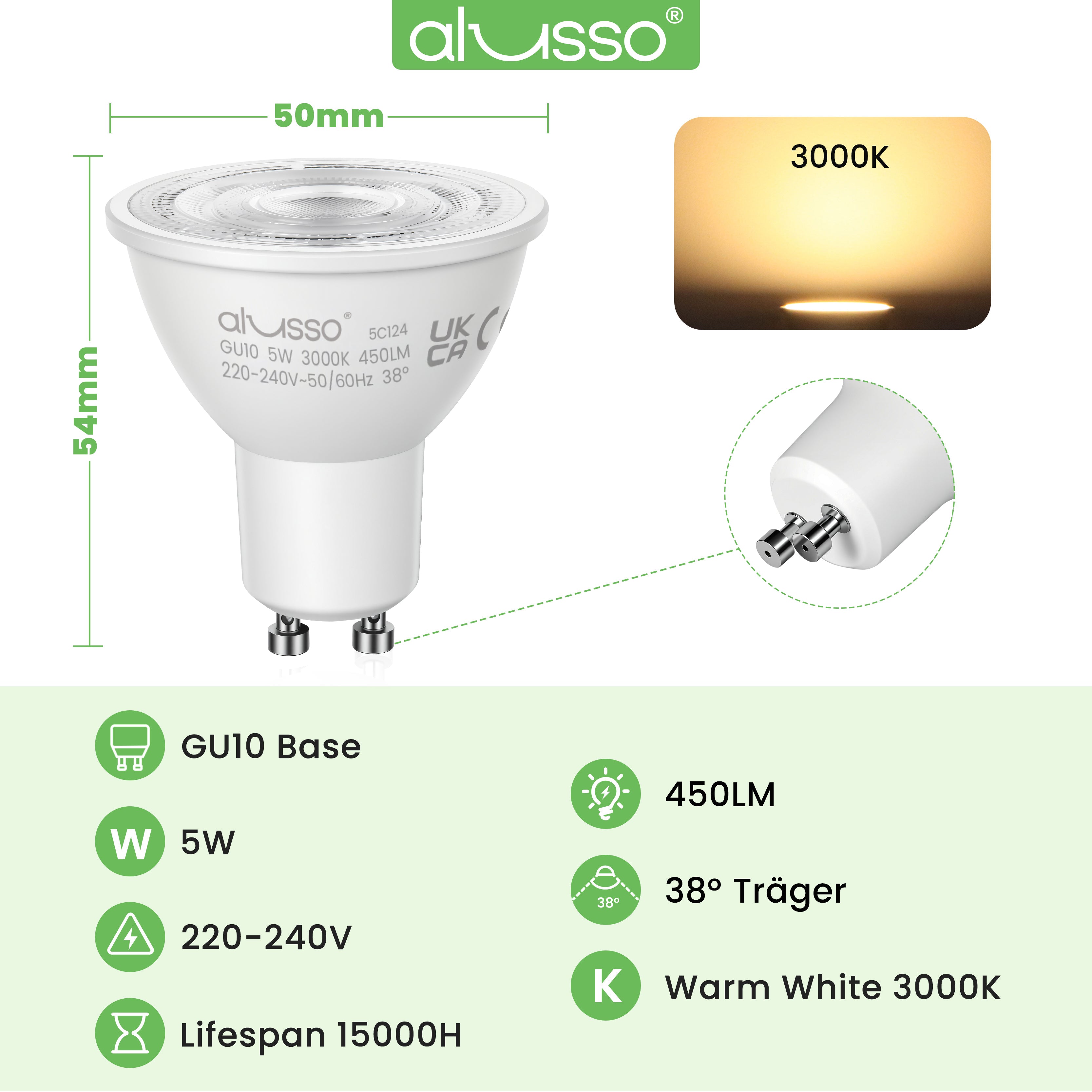 7W GU10 LED Strahler 120° Abstrahlwinkel 10er Pack
