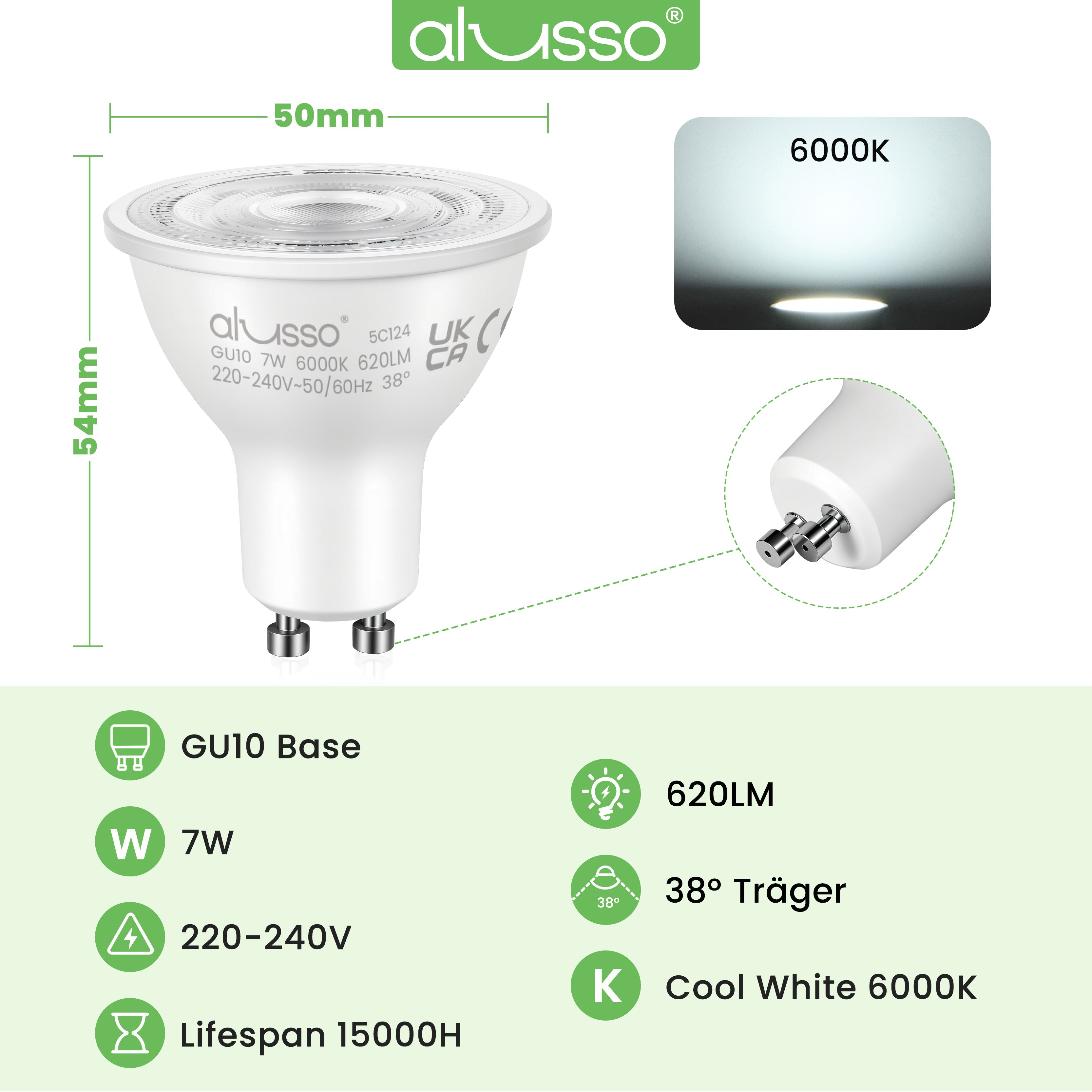 7W GU10 LED Strahler 120° Abstrahlwinkel 10er Pack