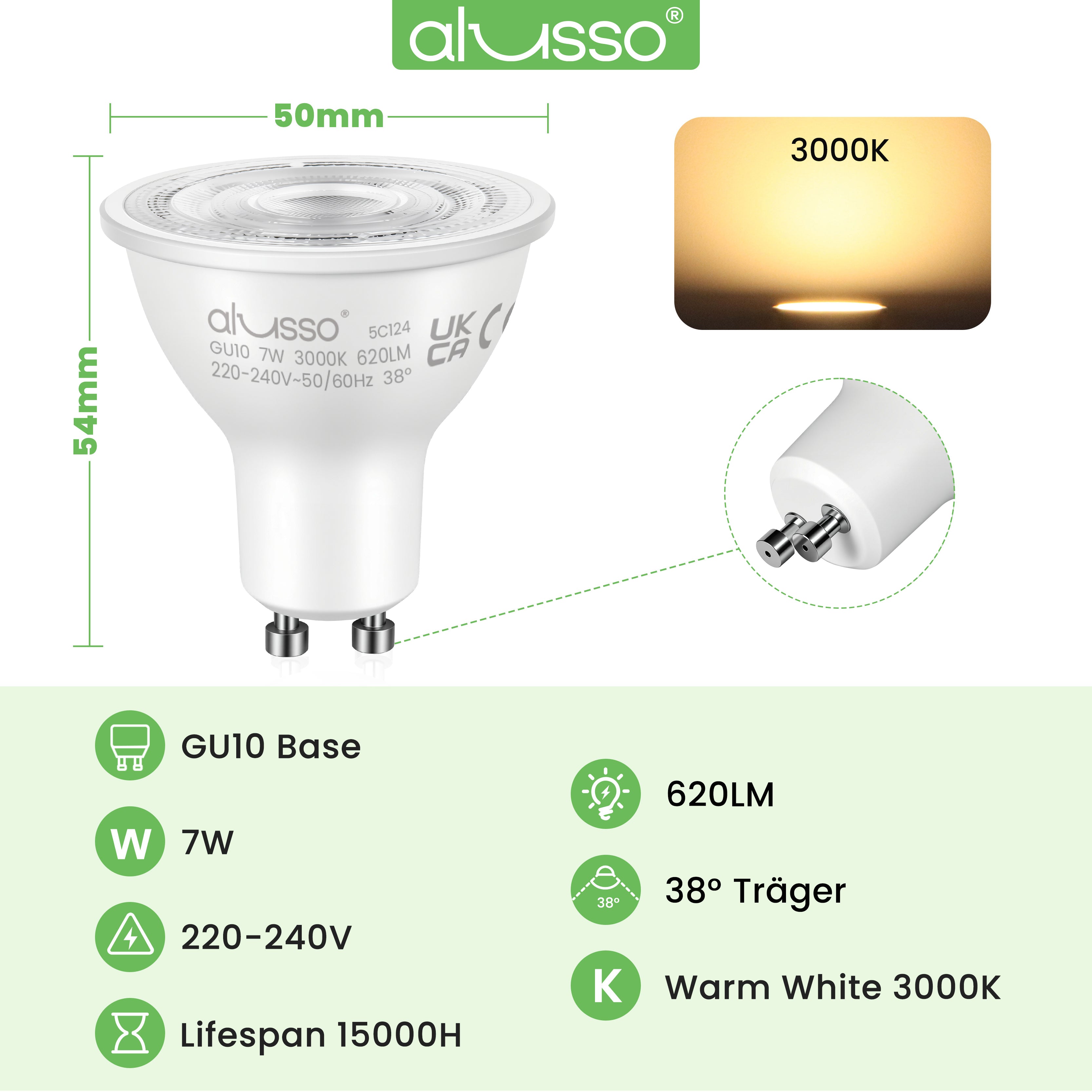 7W GU10 LED Strahler 120° Abstrahlwinkel 10er Pack