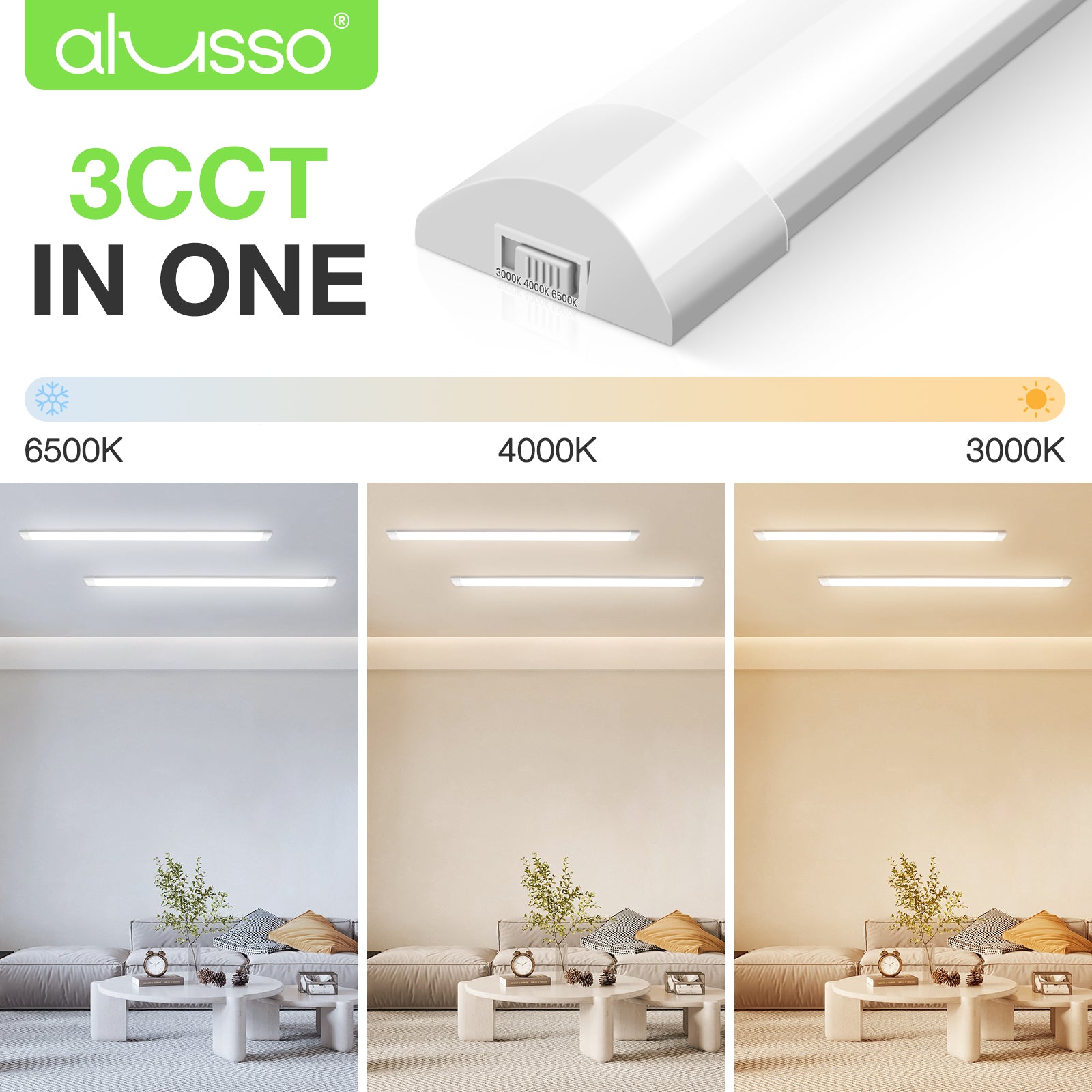 40W LED-Lichtleiste Wannenleuchte 3CCT Büro Garage Laden Tageslicht 230V 117,5CM