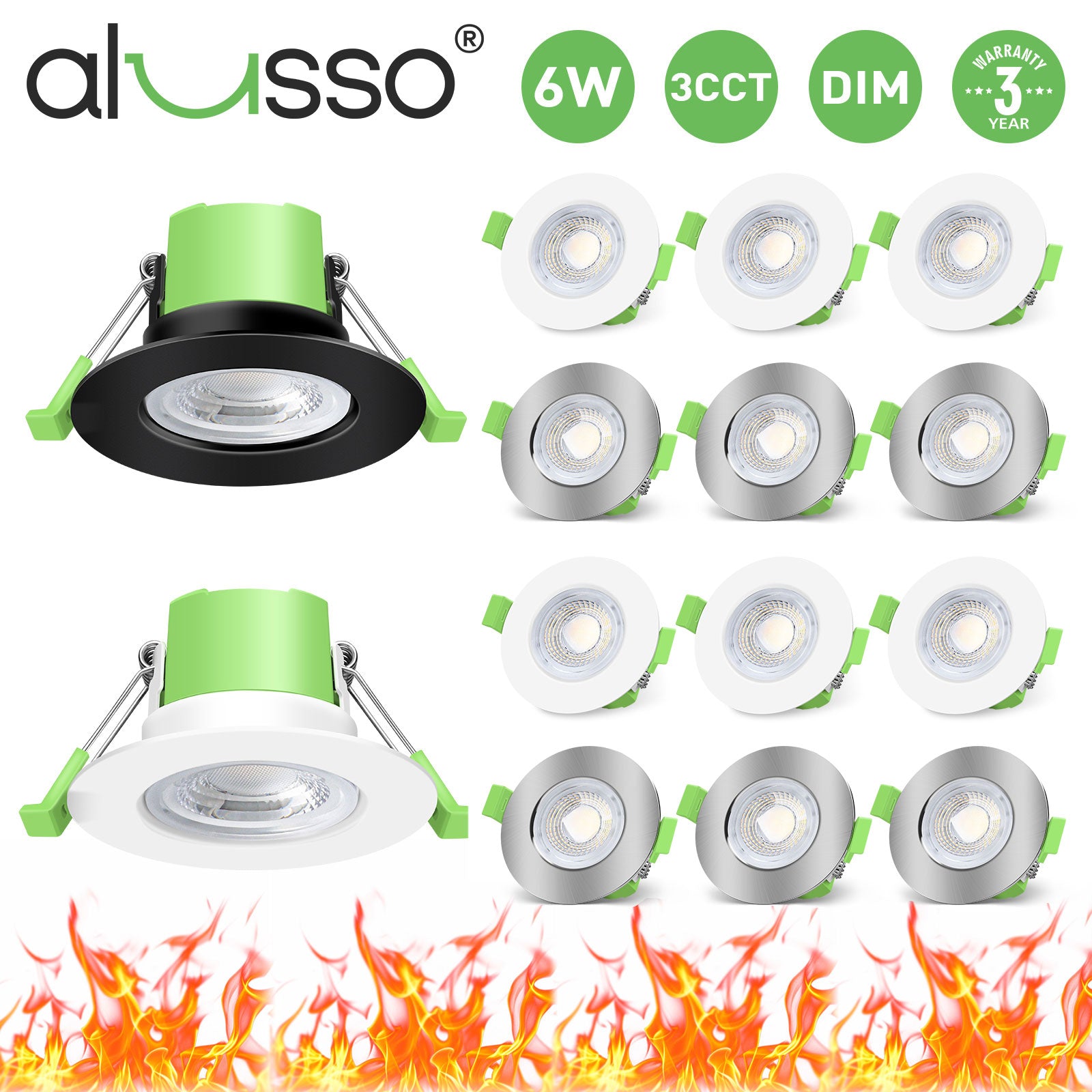 LED-Deckeneinbauleuchte, brandschutzgeprüft, IP65, dimmbar, 6W