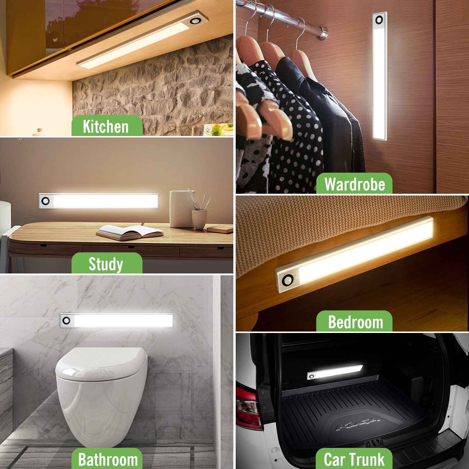 1 PACK Wireless PIR Motion Sensor LED Cabinet Lights, 3 Modes, Dimmable, 3000K-4000K-6500K, 72-LEDs - ALUSSO LIGHTING