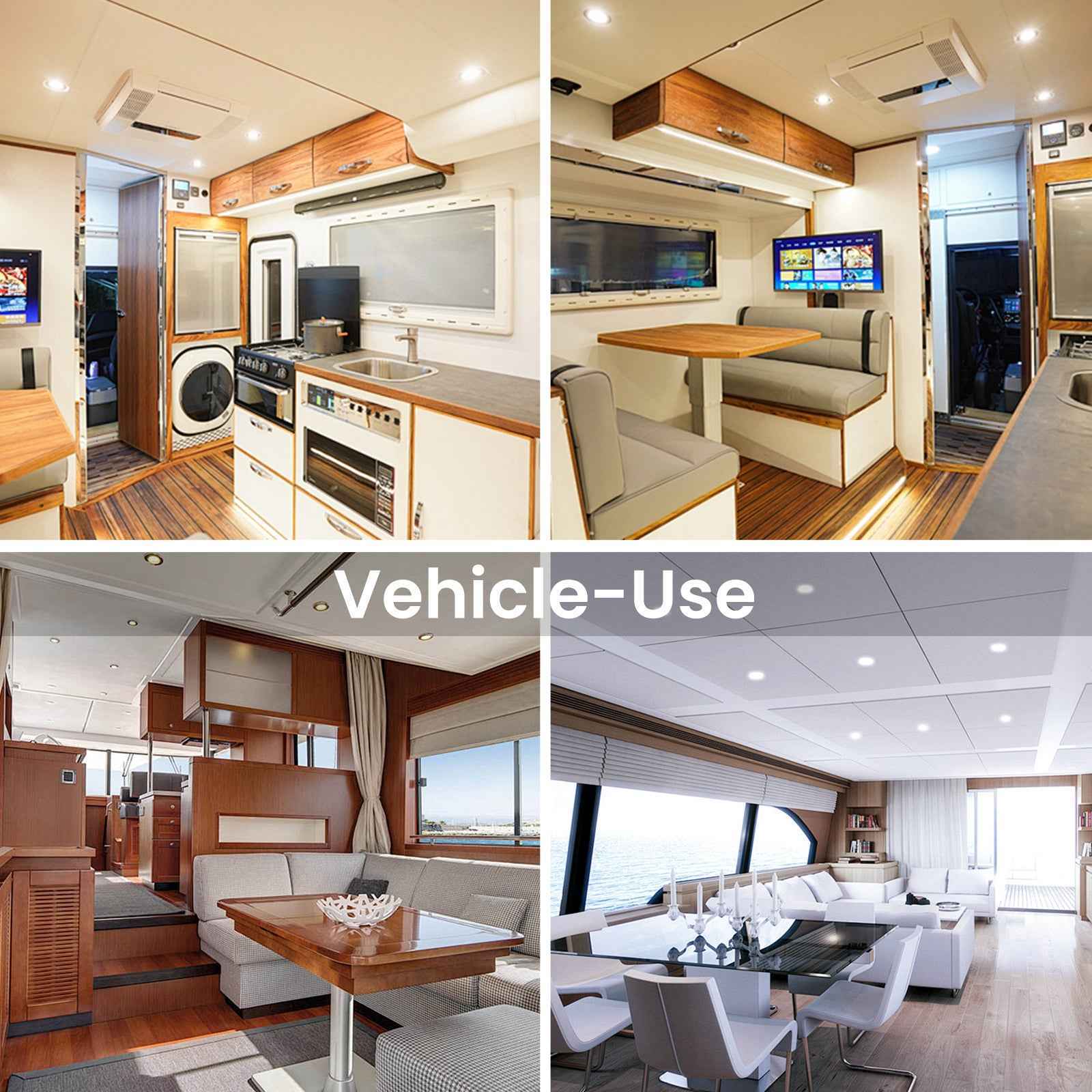 Upgraded 12V-24V RV 4W LED Recessed Spotlight 3CCT, IP44, Cutout 55-58mm, 6 Pack, White / Nickel - ALUSSO LIGHTING