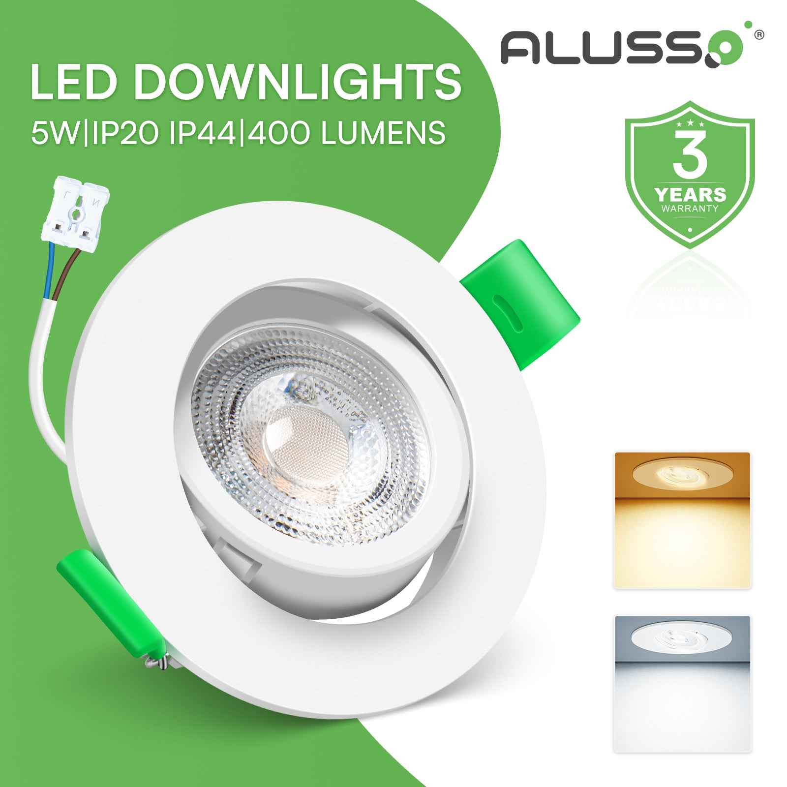 5W White Ultra Slim Recessed LED Flat Panel Ceiling Spot Lights Downlights, 55° Beam Angle, 3000K / 6000K, 6PACK - ALUSSO LIGHTING