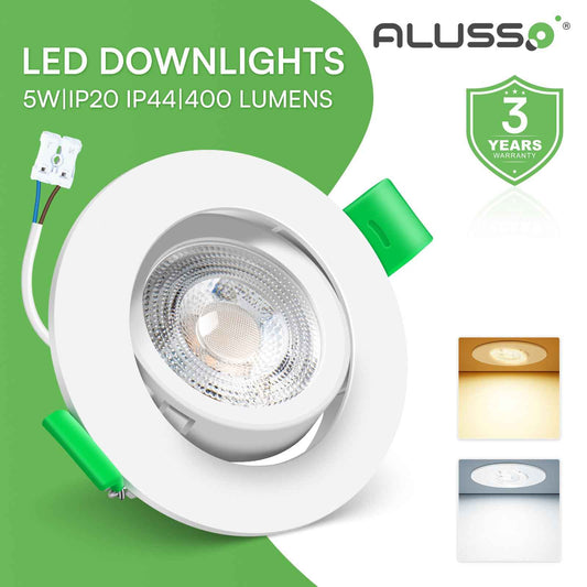 5W White Ultra Slim Recessed LED Flat Panel Ceiling Spot Lights Downlights, 55° Beam Angle, 3000K / 6000K, 6PACK - ALUSSO LIGHTING