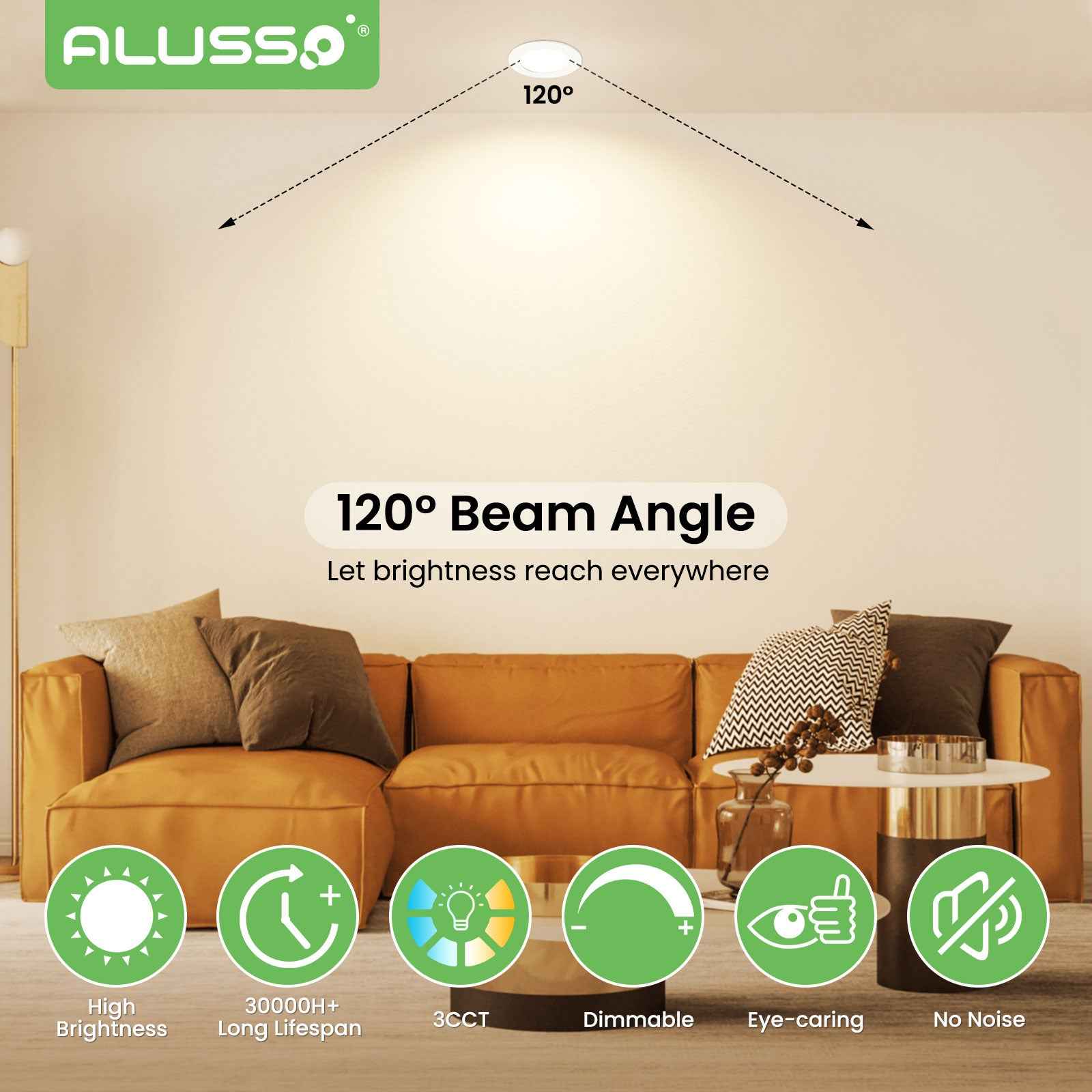 10 Pack 5W 68-78mm Cutout Ultra Slim LED Downlight 3CCT 3000K 4000K 6500K Dimmable IP44 White/Nickel Frame - ALUSSO LIGHTING